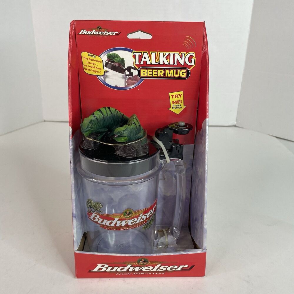 Vintage Budweiser Talking Lizard Beer Mug 1997 Stein Bud Official  Louie Lizard